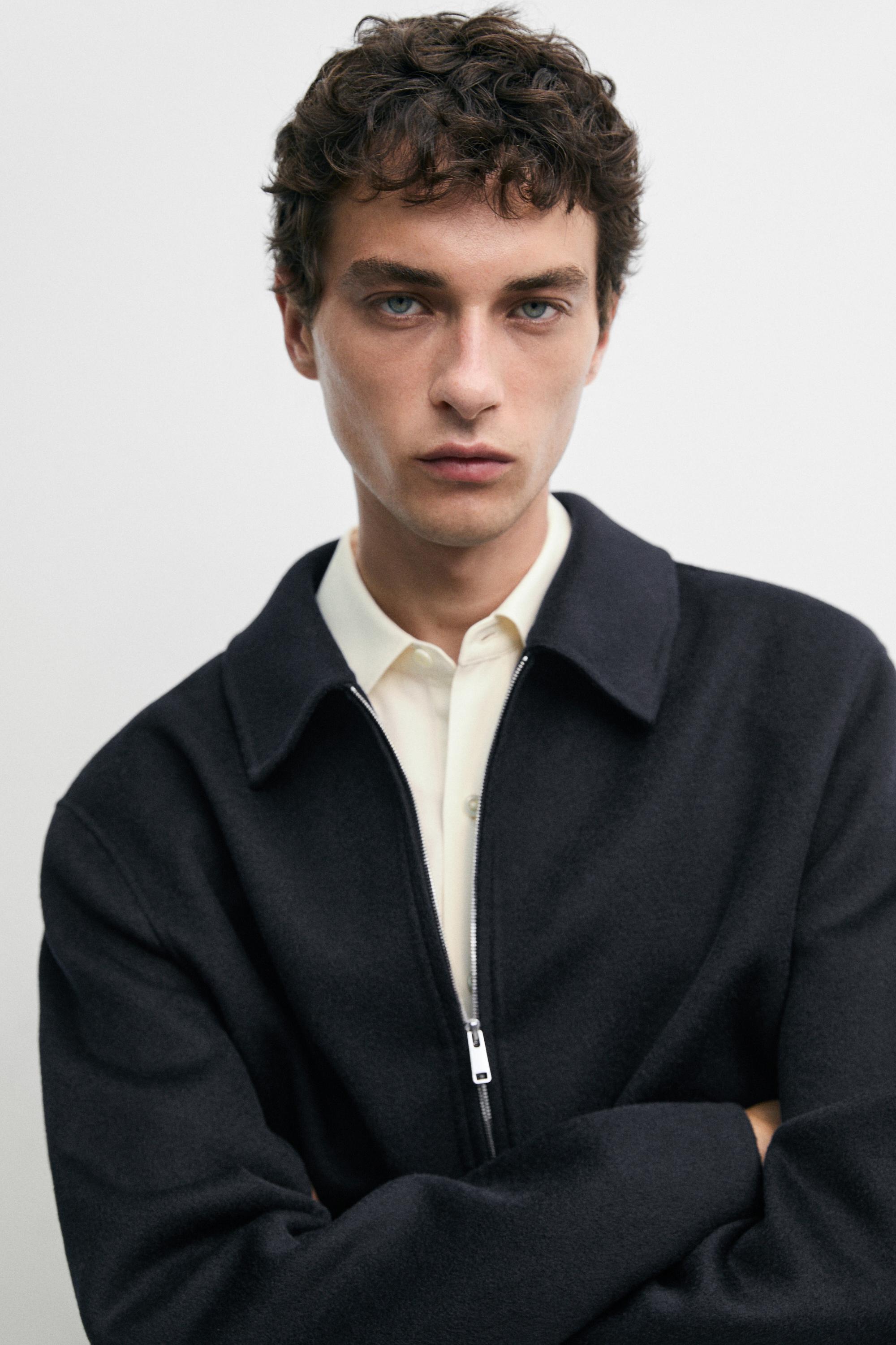 Blouson en laine mélangée double face